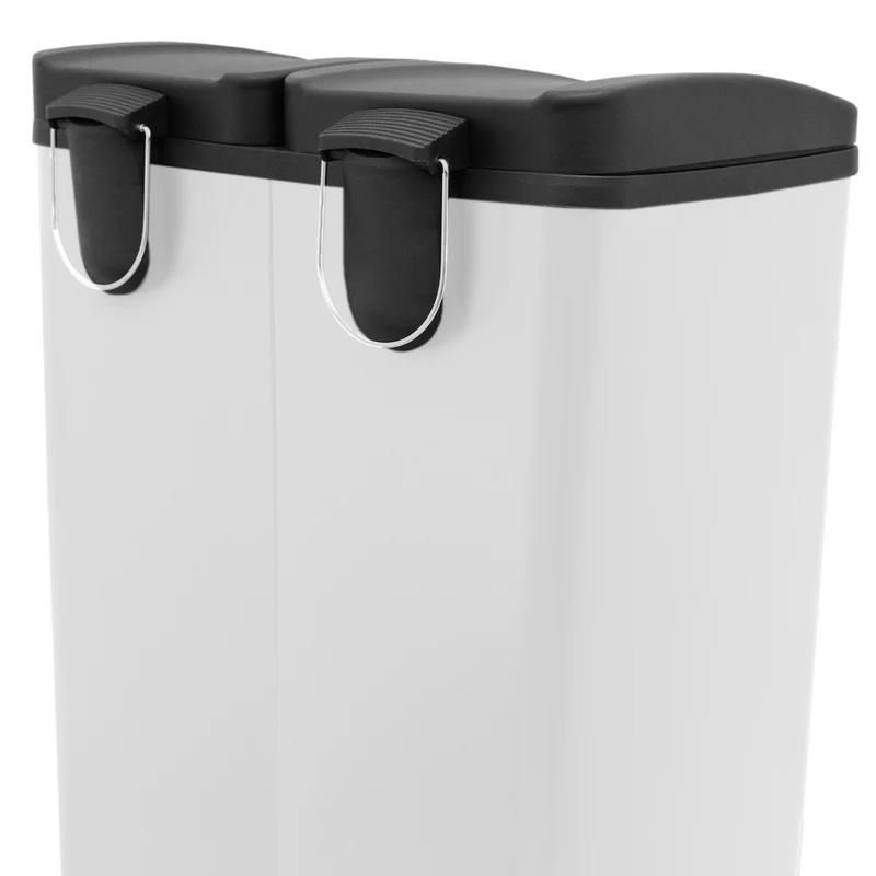 60L Dual Pedal Bin In White