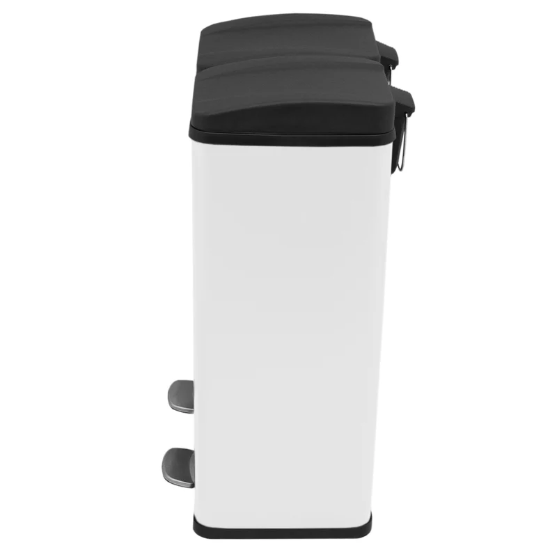 60L Dual Pedal Bin In White
