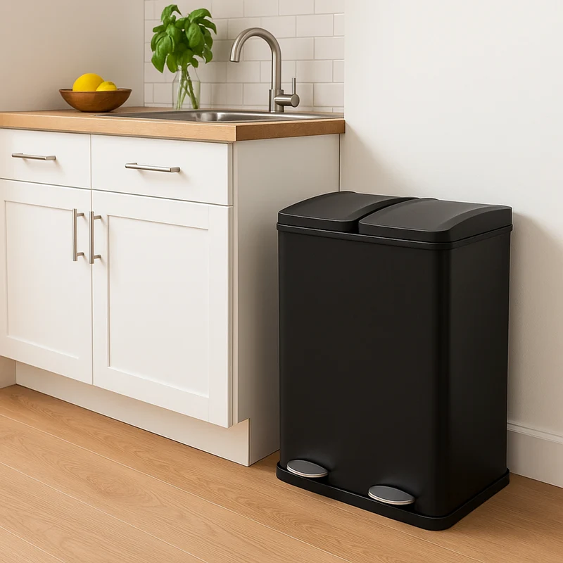 60L Dual Pedal Bin In Black