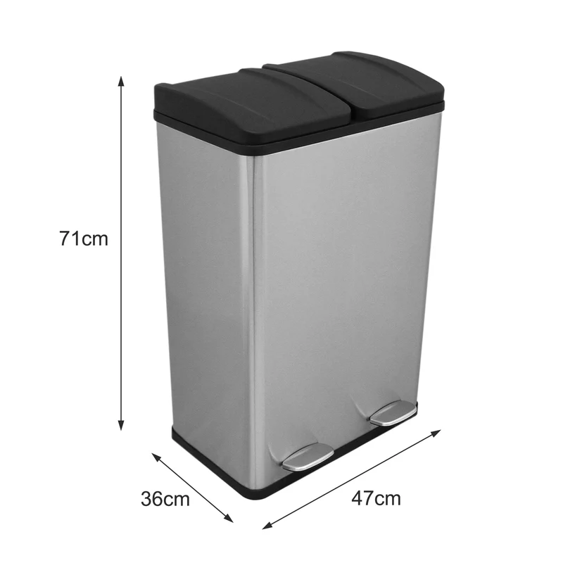 60L Dual Pedal Bin In Stainless Steel