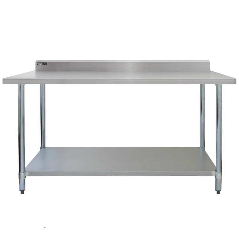 KuKoo Commercial Sink With Pre-Rinse Tap, 6ft Stainless Steel Catering Bench, 2 x Wall Mounted Shelves