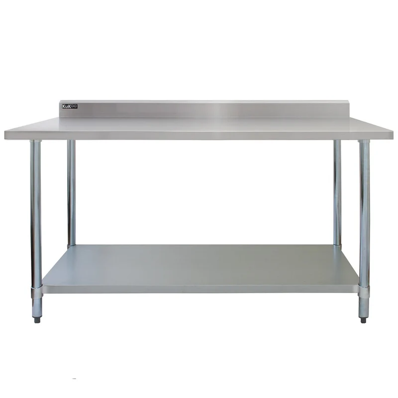 6ft Stainless Steel Catering Bench & 2 x Wall Mounted Shelves