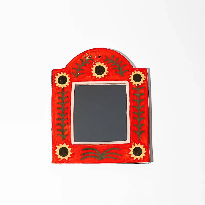 Miroir peint en faïence