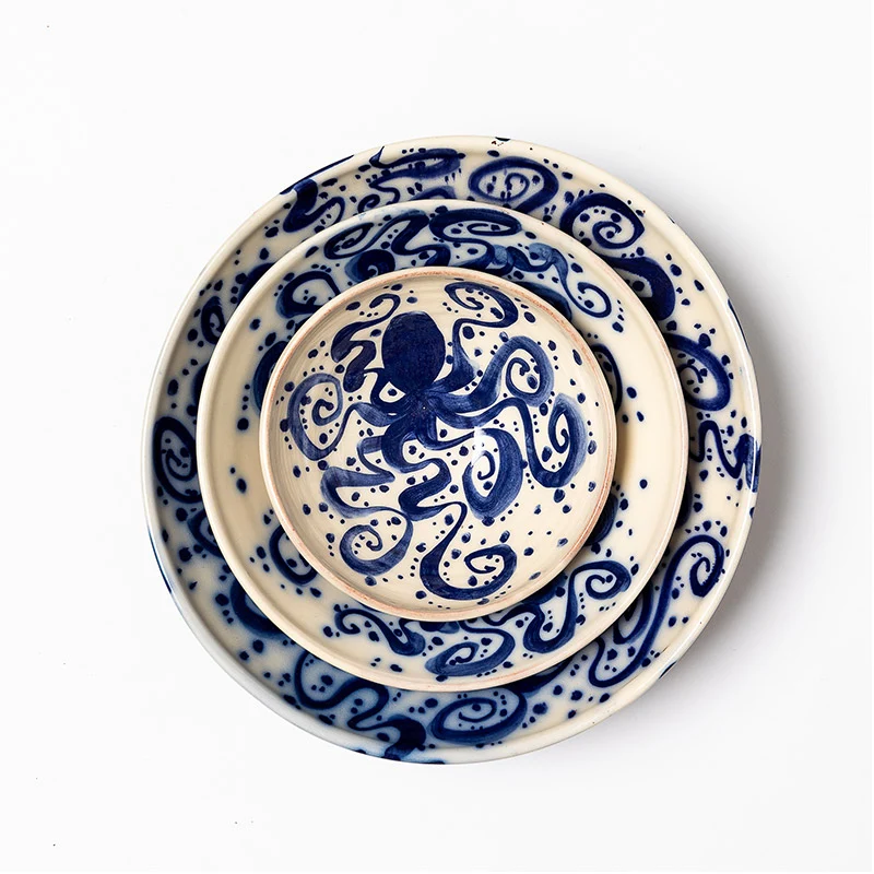 Bol en céramique des Cyclades - Octopus