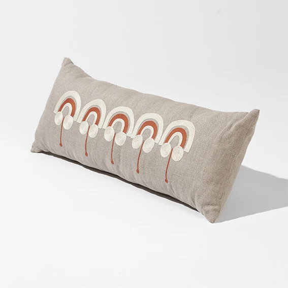 Coussin cale dos plume de paon en lin