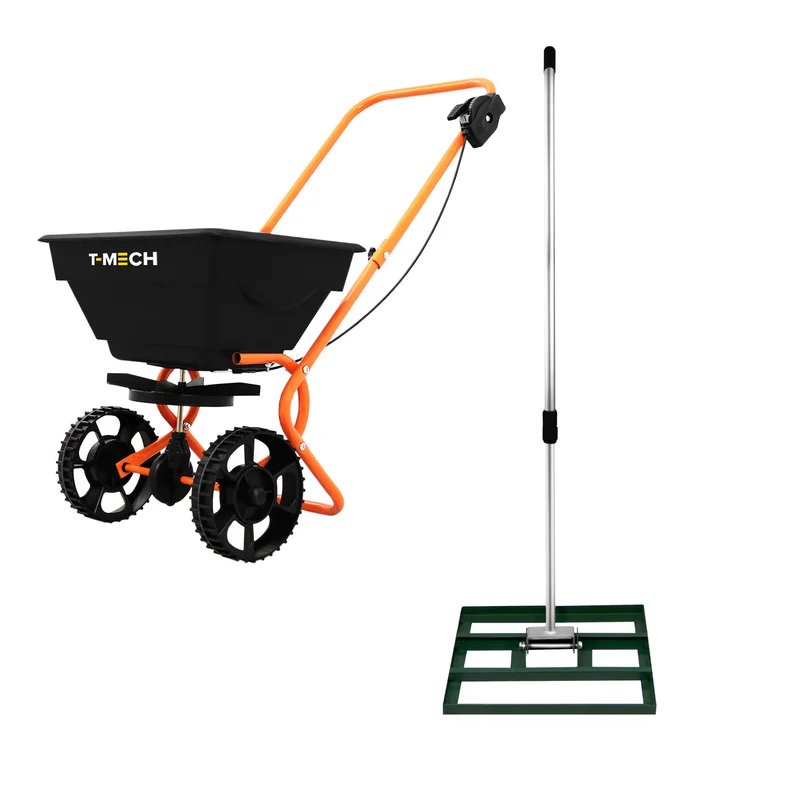 T-Mech Rasennivellierer und Rotationsstreuer 50cm – Grün