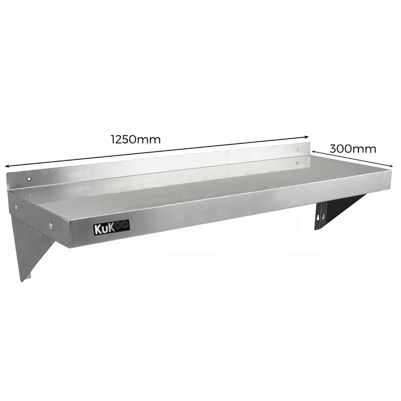 5ft Stainless Steel Catering Bench & 2 x Wall Mounted Shelves