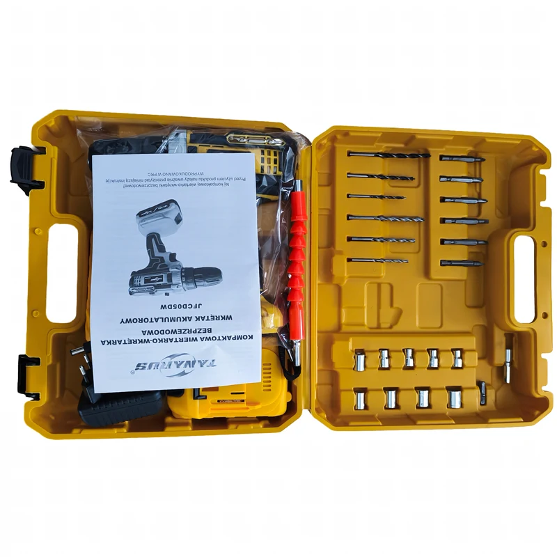 Perceuse-visseuse sans fil, coffret, 2 batteries Aku 18 V 2 Ah avec LED et accessoires