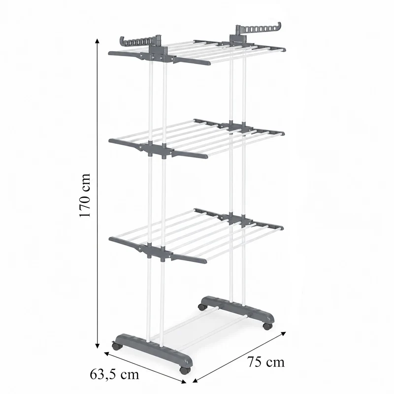 Etendoir Séchoir à linge pliable XXL 4 Niveaux supporte jusqu'à 50 kg 170 cm
