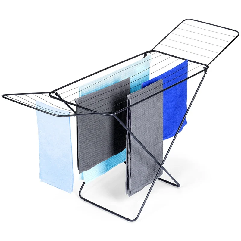 Séchoir étendoir à linge pliable en métal noir 181 cm
