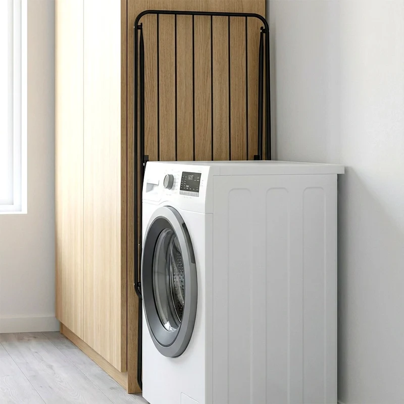 Étendoir à linge pliable en métal noir 93x43x88 cm