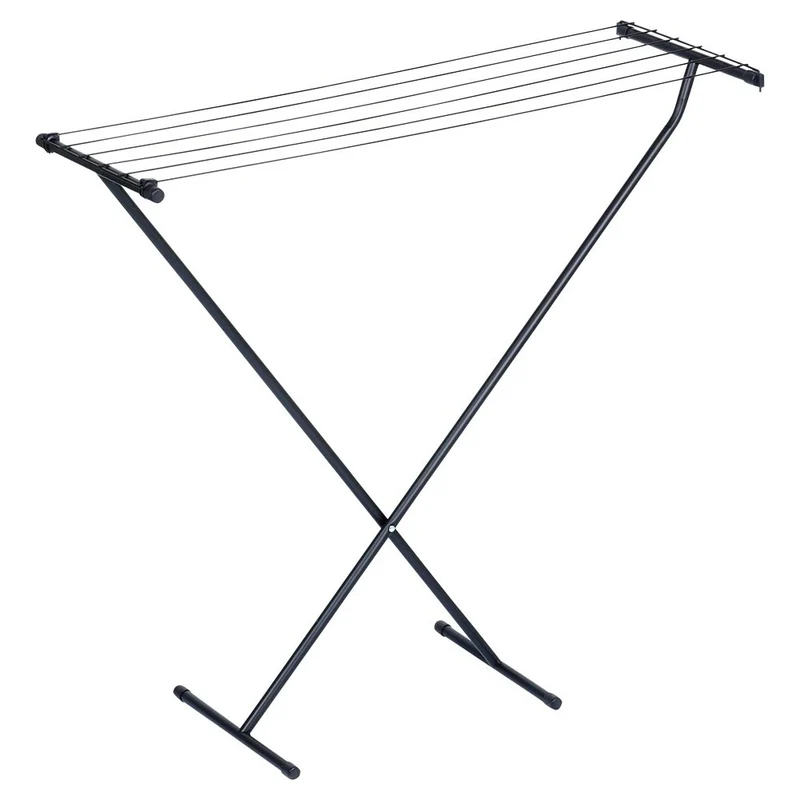 Étendoir à linge pliable en métal noir 91 x 84 cm