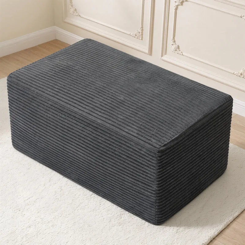 Pouf modulable compressé en velours côtelé