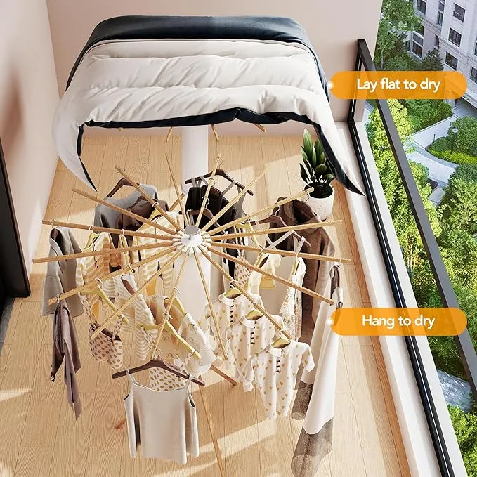 Étendoir à linge pliable et rétractable à 16 poteaux
