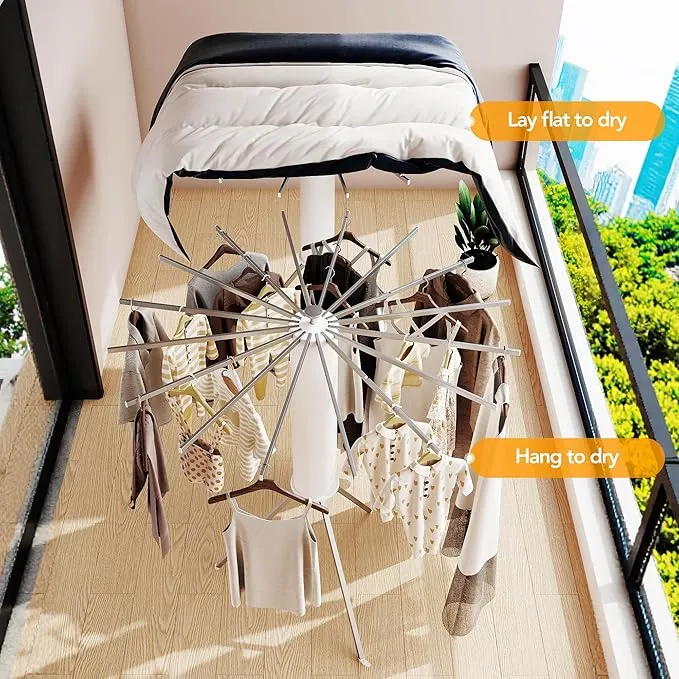 Étendoir à linge pliable et rétractable à 16 poteaux