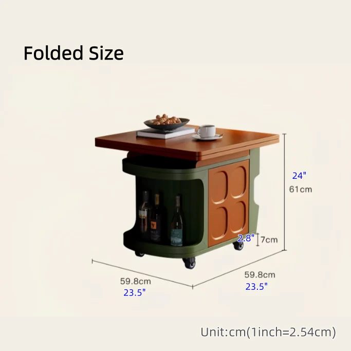 Table d'appoint relevable de style nordique rétro avec rangement et roulettes universelles