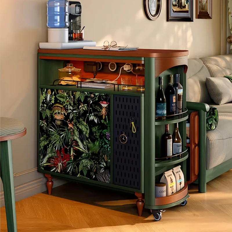 Table de bar pivotante de style nordique rétro avec meuble de rangement double face