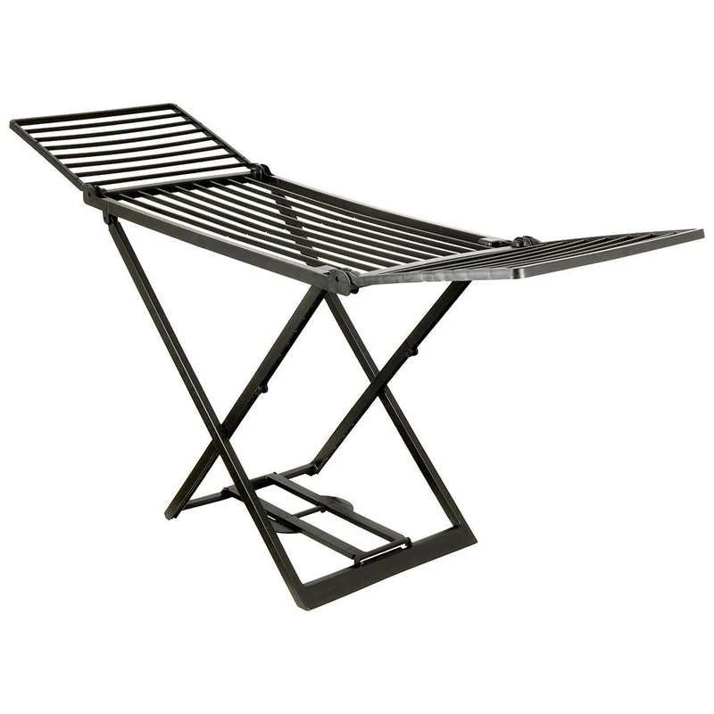 Étendoir à linge noir pliable XXL 208 cm