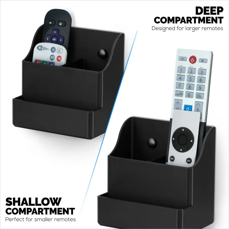 Support mural adhésif pour télécommande, facile à installer, peut contenir jusqu'à 4 télécommandes et rangement pour téléphones, stylos et plus encore