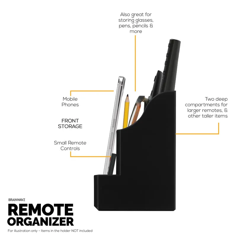 Support mural adhésif pour télécommande, facile à installer, peut contenir jusqu'à 4 télécommandes et rangement pour téléphones, stylos et plus encore