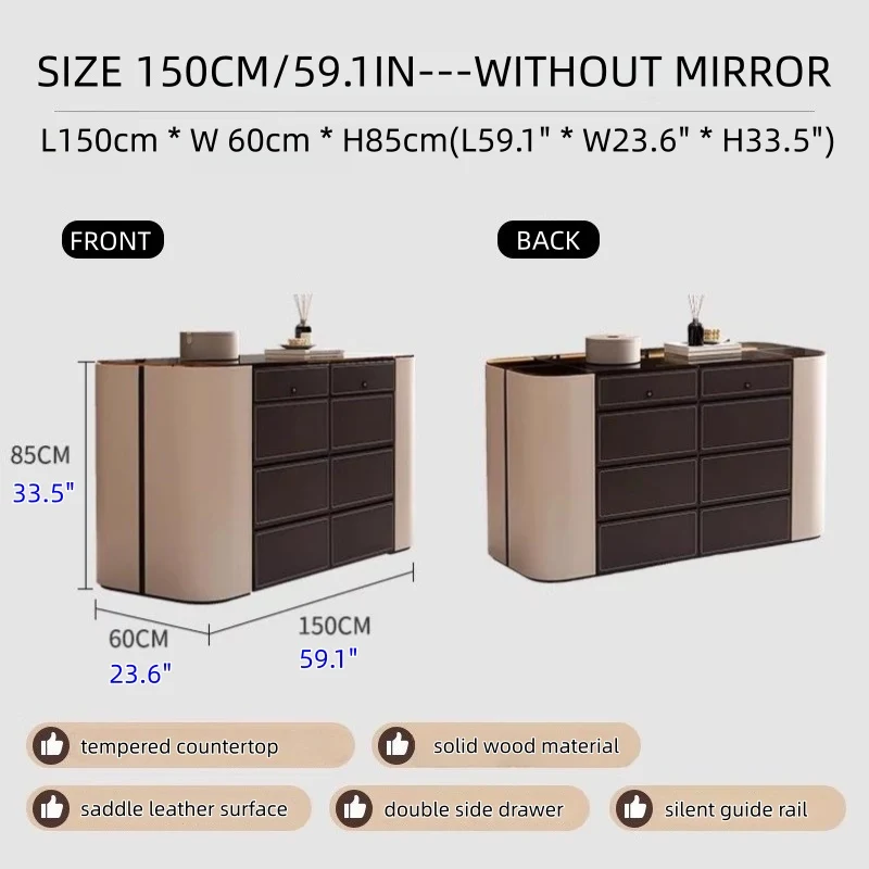 Îlot de rangement moderne avec plateau en verre trempé brun