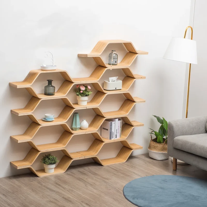 Étagères de rangement hexagonales en bois de bouleau à faire soi-même