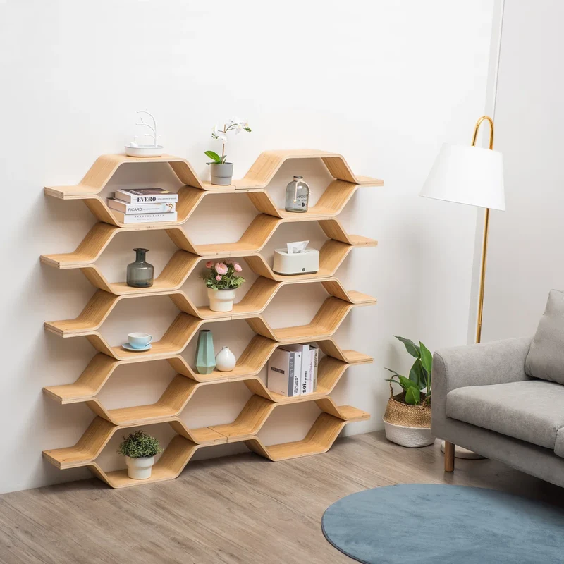 Étagères de rangement hexagonales en bois de bouleau à faire soi-même