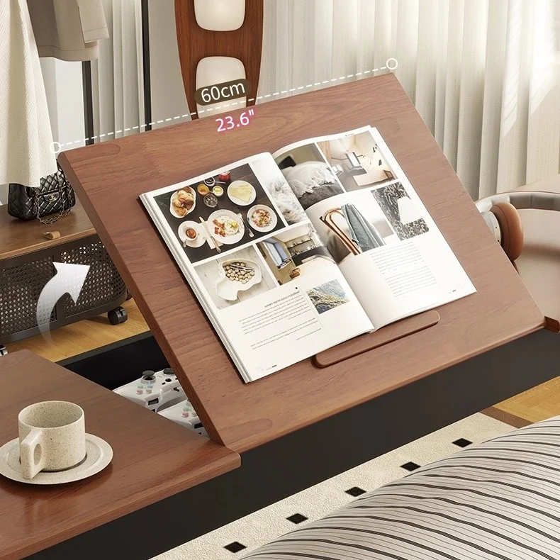 Table de lit avec plateau inclinable et roulettes universelles