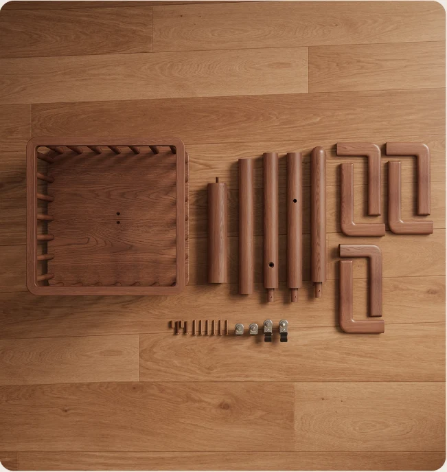 Porte-manteau cactus en bois massif avec panier et roulettes universelles