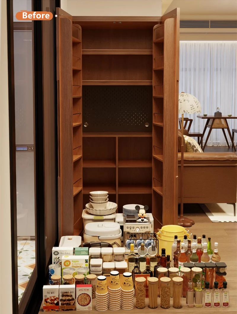 Armoire de cuisine à double porte en bois massif