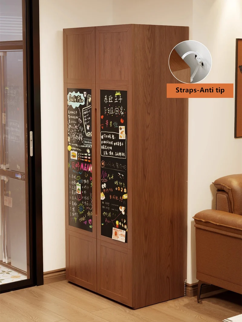 Armoire de cuisine à double porte en bois massif