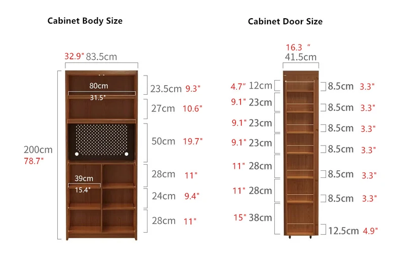 Armoire de cuisine à double porte en bois massif