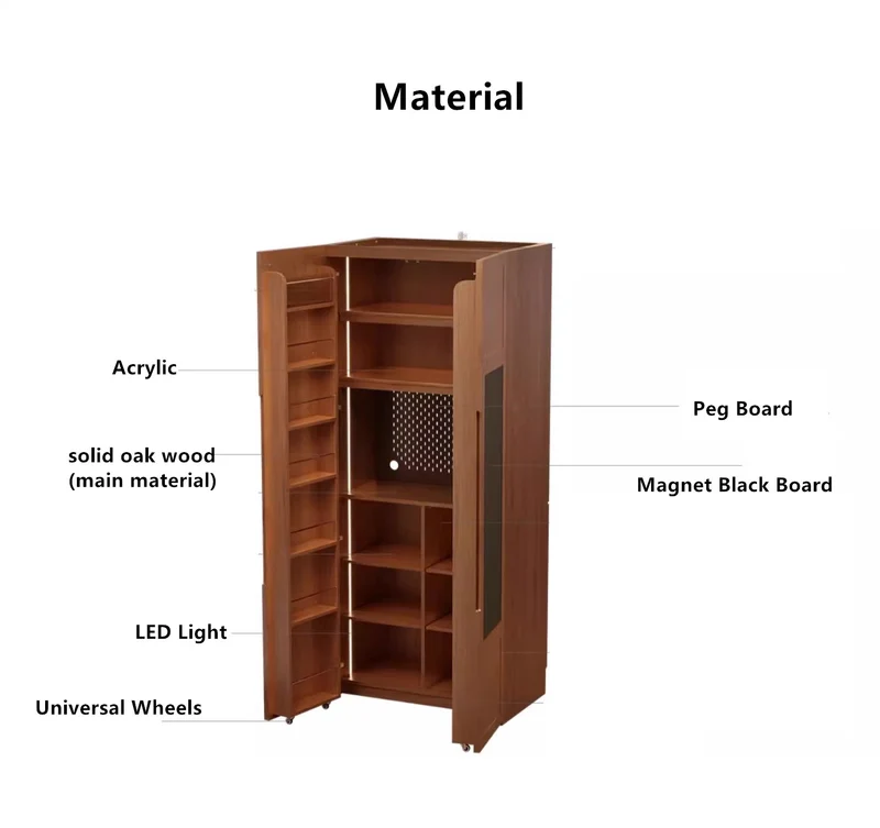 Armoire de cuisine à double porte en bois massif