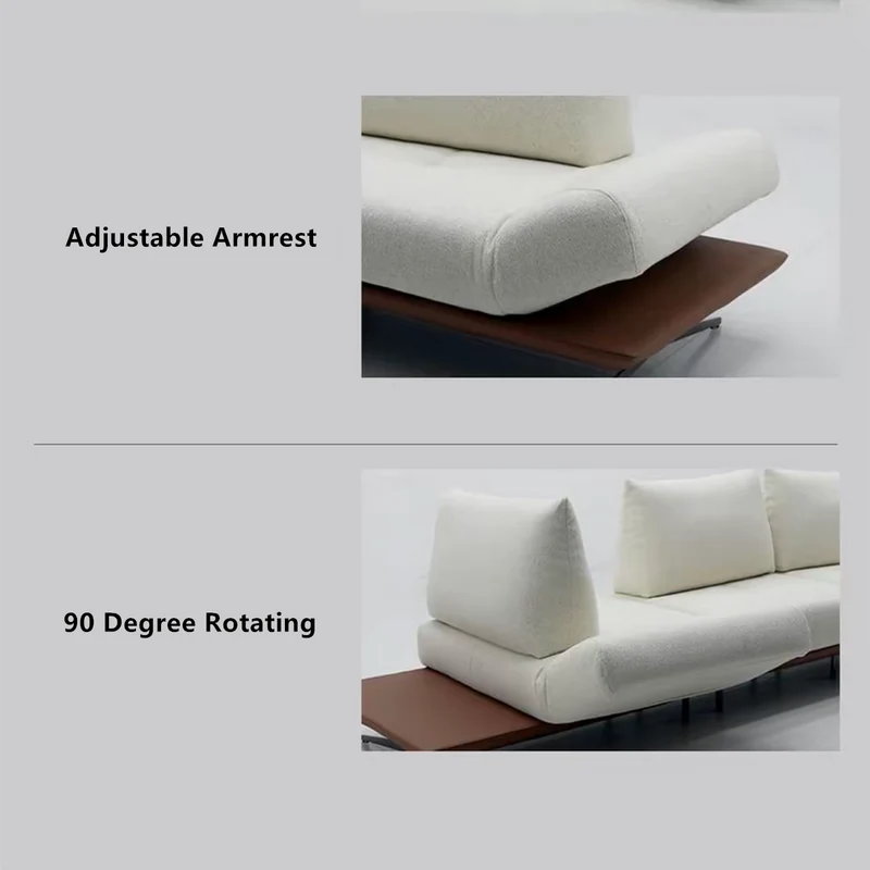 Canapé îlot rotatif modulaire moderne avec accoudoirs réglables et coussin de dossier