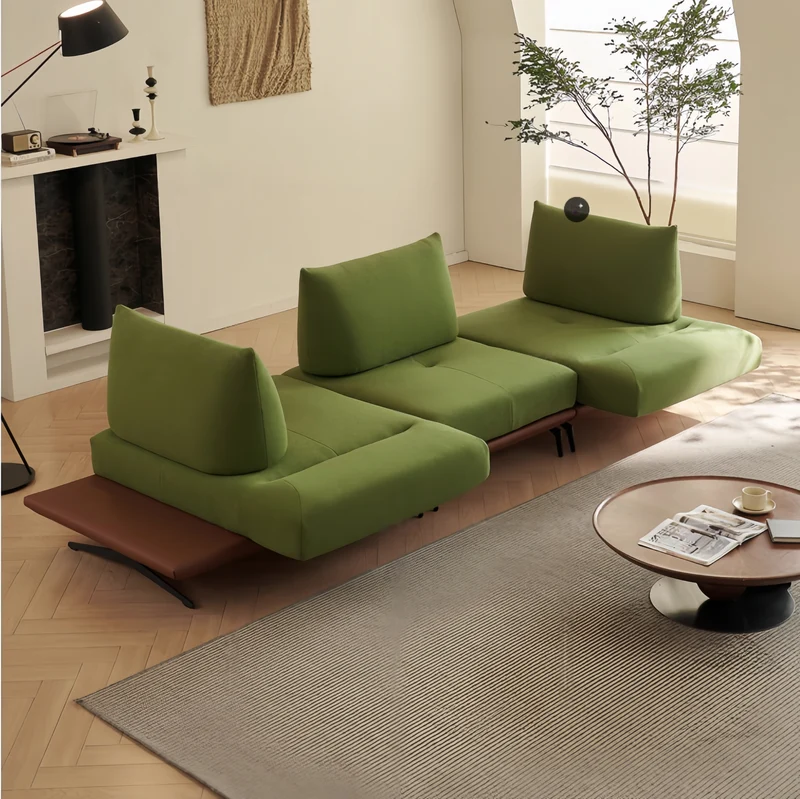 Canapé îlot rotatif modulaire moderne avec accoudoirs réglables et coussin de dossier
