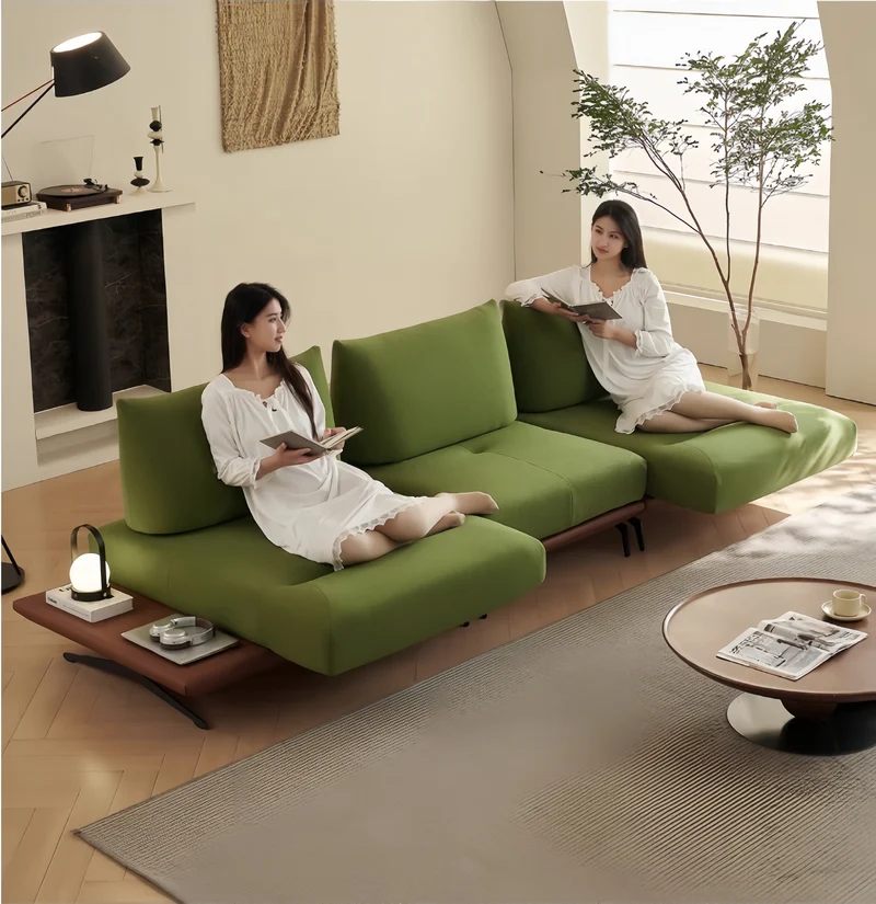 Canapé îlot rotatif modulaire moderne avec accoudoirs réglables et coussin de dossier