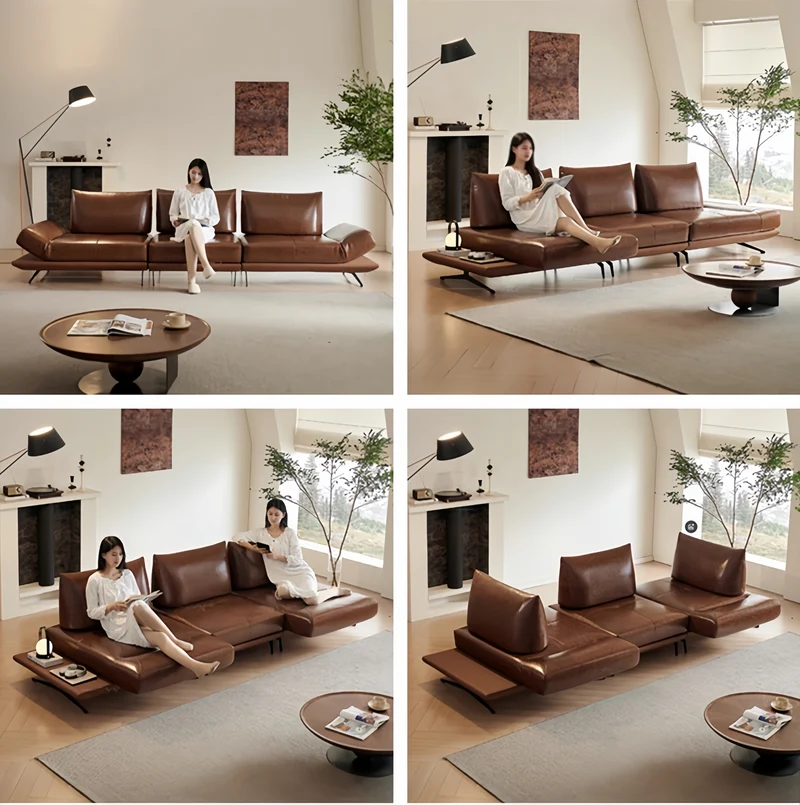 Canapé îlot rotatif modulaire moderne avec accoudoirs réglables et coussin de dossier
