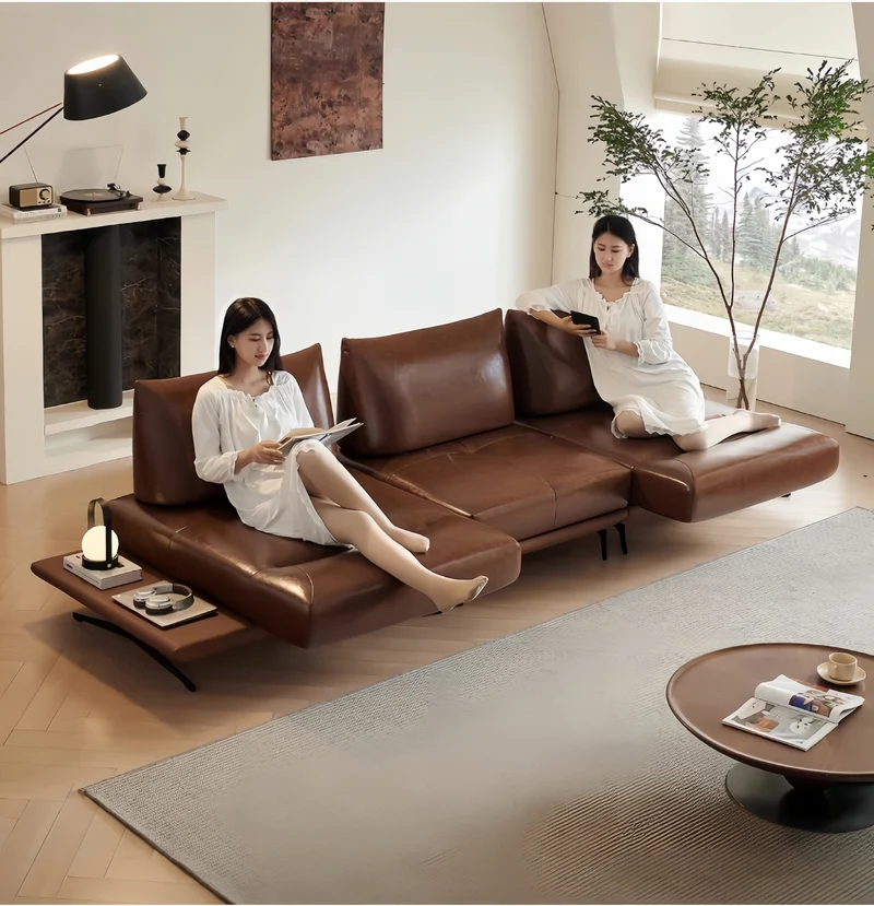 Canapé îlot rotatif modulaire moderne avec accoudoirs réglables et coussin de dossier