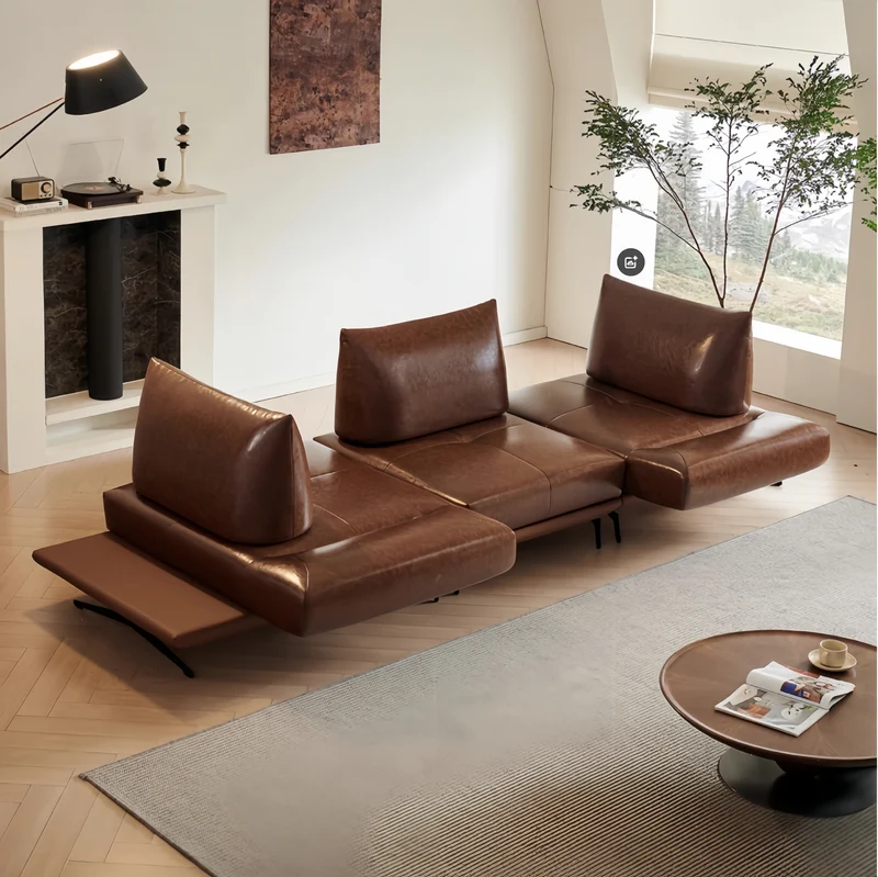 Canapé îlot rotatif modulaire moderne avec accoudoirs réglables et coussin de dossier