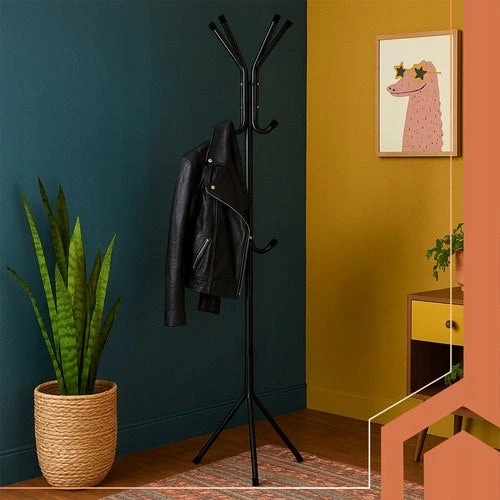 Porte manteaux 12 crochets 170 cm - noir