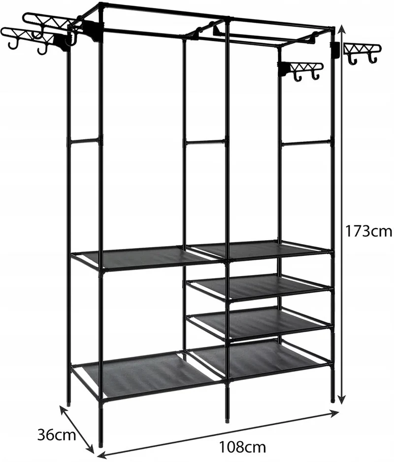 Penderie - double porte manteaux 173 x 36 x 108 cm