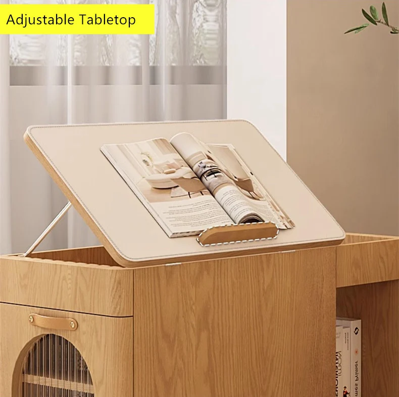 Table de bout multifonction avec plateau réglable et roues universelles