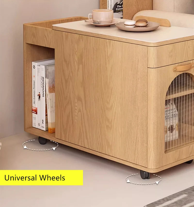 Table de bout multifonction avec plateau réglable et roues universelles