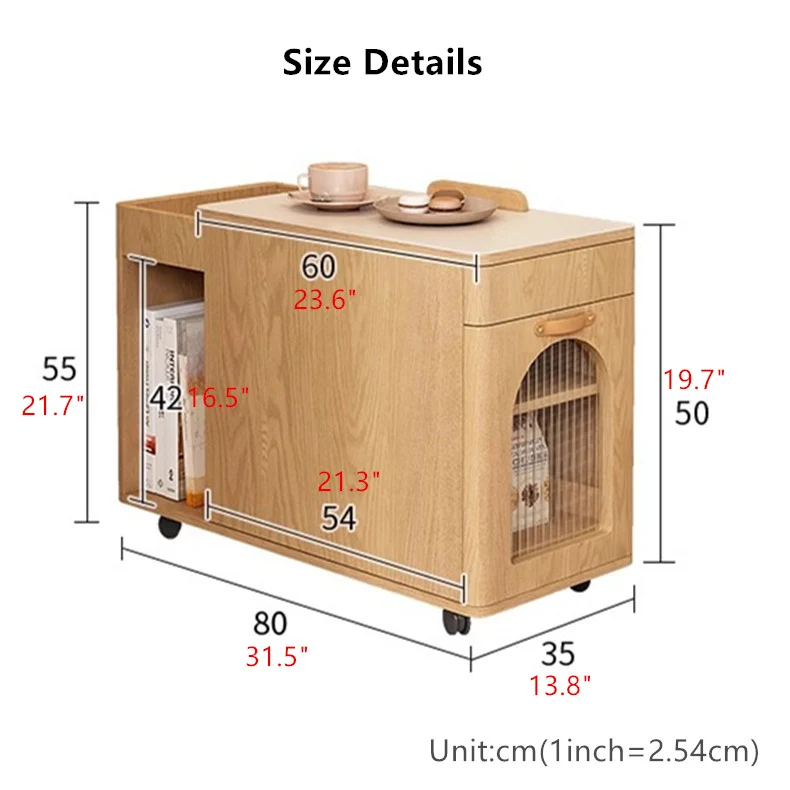 Table de bout multifonction avec plateau réglable et roues universelles