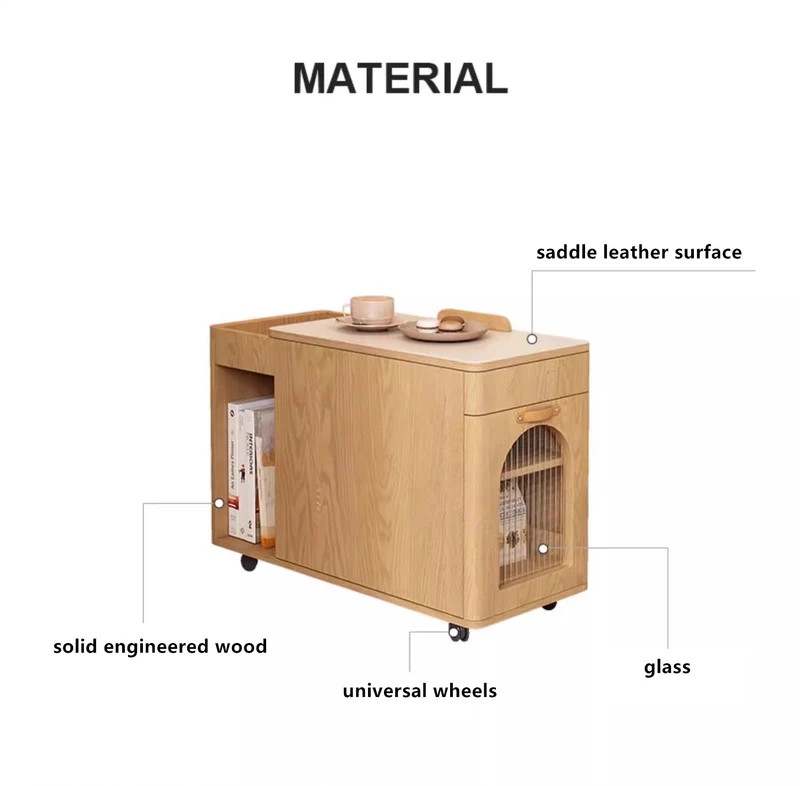 Table de bout multifonction avec plateau réglable et roues universelles