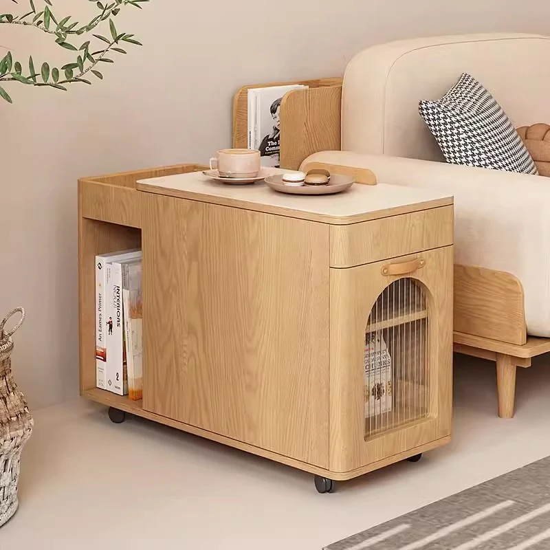 Table de bout multifonction avec plateau réglable et roues universelles