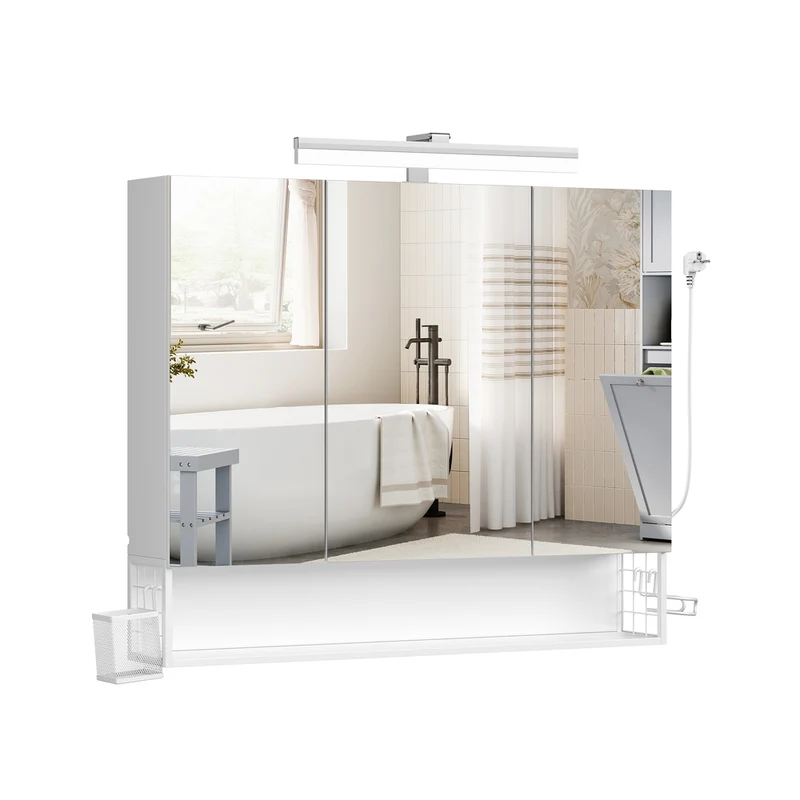 Meuble de salle de bain avec éclairage LED et rangements