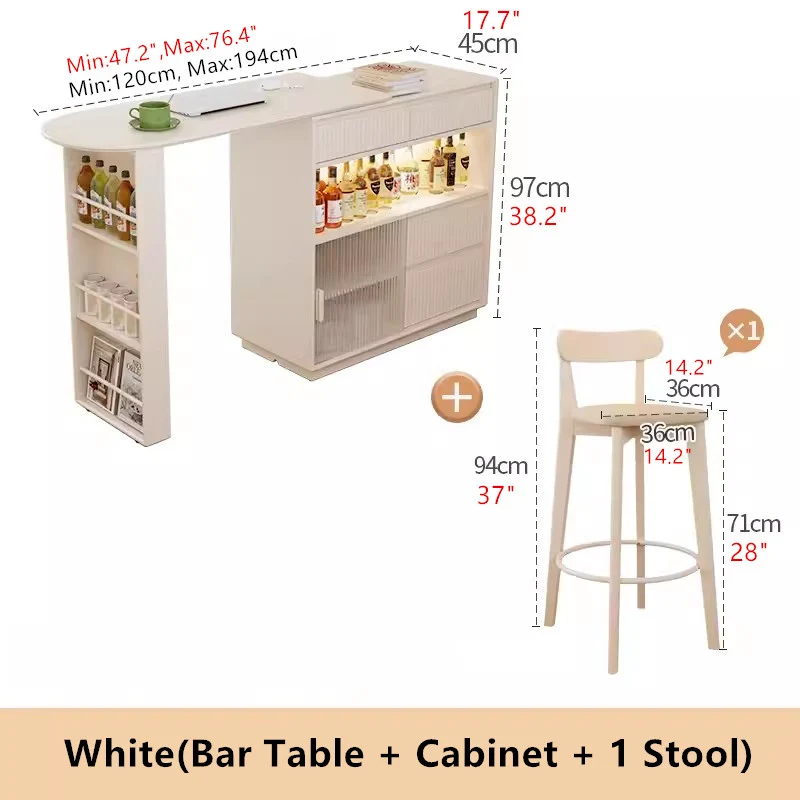 Table de bar rotative à 360 degrés avec armoire et tabourets