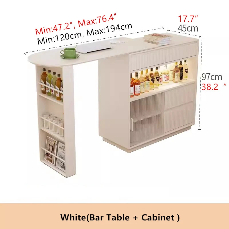 Table de bar rotative à 360 degrés avec armoire et tabourets