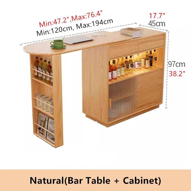 Table de bar rotative à 360 degrés avec armoire et tabourets